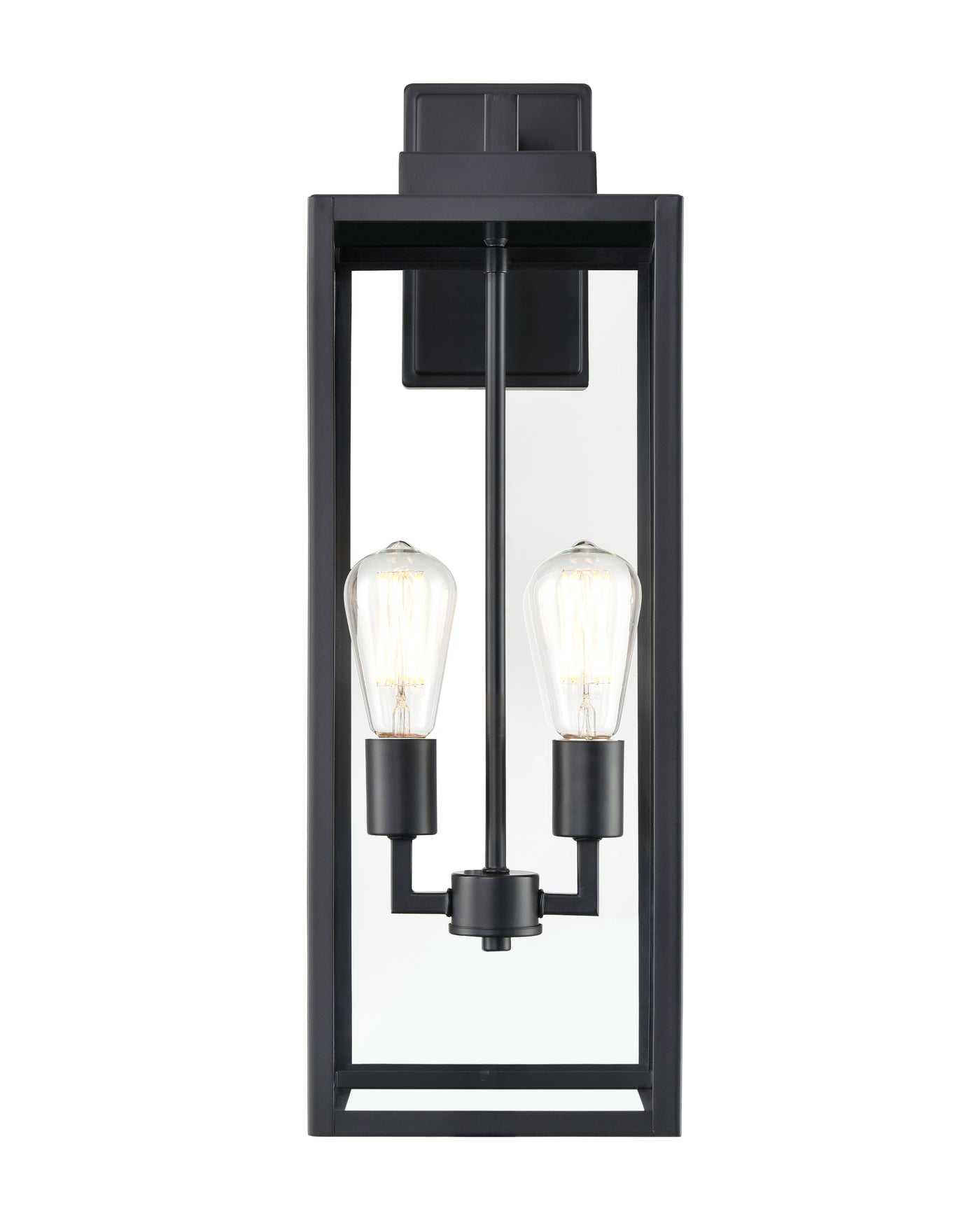8'' Atless Powder Coated Black 2 Light Lantern