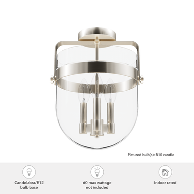 Karloff 11.75-inch 3-light Alturas Gold Semi-Flush Mount with Clear Glass