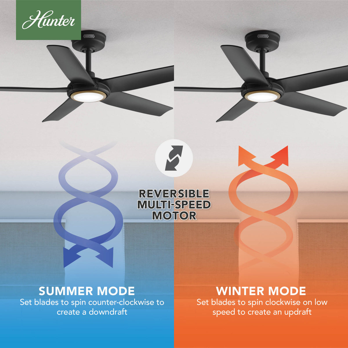 44 inch Zentech Wi-Fi ENERGY STAR® Matte Black Damp Rated Ceiling Fan with LED Light Kit and Handheld