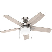 44 inch Anisten Brushed Nickel Ceiling Fan with LED Light Kit and Pull Chain