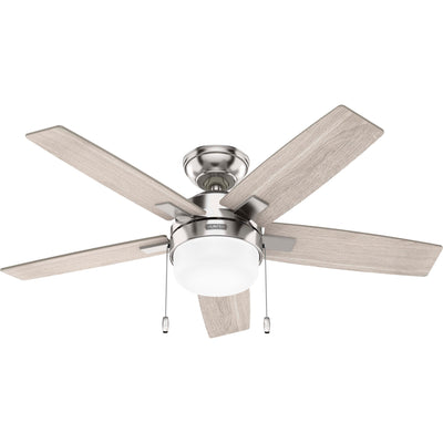 44 inch Anisten Brushed Nickel Ceiling Fan with LED Light Kit and Pull Chain