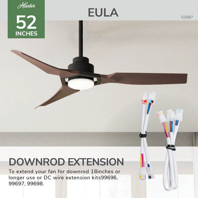 Casablanca 52 inch Eula ENERGY STAR® Matte Black Damp Rated Ceiling Fan with LED Light Kit and Wall Control and Handheld Remote