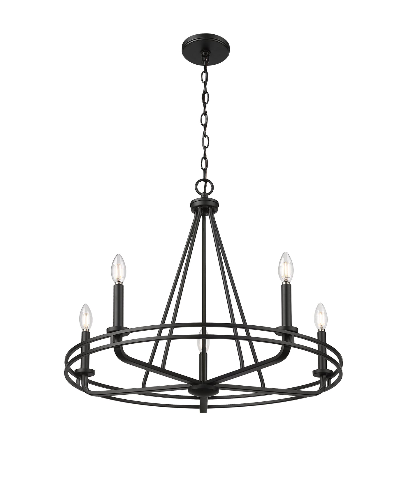 23'' Jody Matte Black 5 Light Chandelier