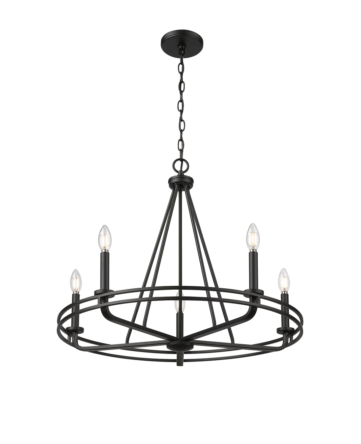 23'' Jody Matte Black 5 Light Chandelier