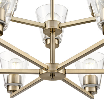 28.5-inch Strayhan Modern Gold 9-Light Clear Glass Chandelier