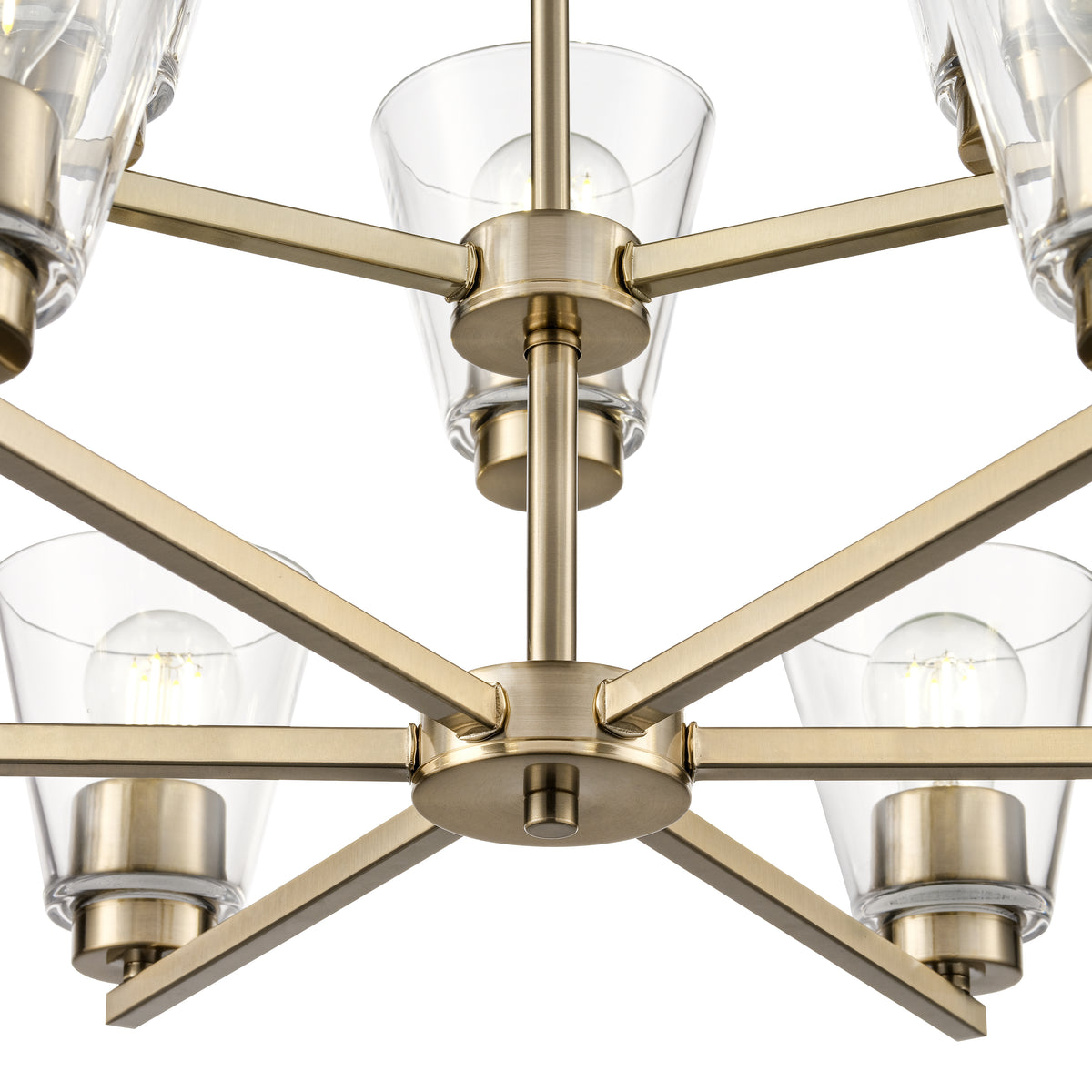 28.5-inch Strayhan Modern Gold 9-Light Clear Glass Chandelier