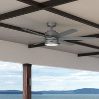 60 inch Solaria ENERGY STAR® Matte Silver Damp Rated Ceiling Fan with LED Light Kit and Wall Control