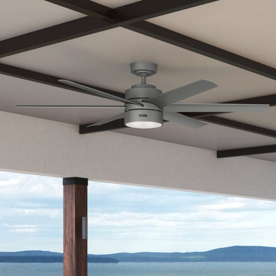 60 inch Solaria ENERGY STAR® Matte Silver Damp Rated Ceiling Fan with LED Light Kit and Wall Control