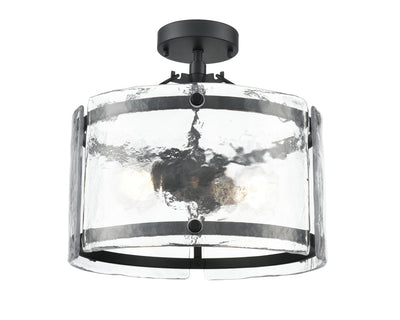 13'' Bennetti Matte BlackWater 2 Light Semi-Flush Mount