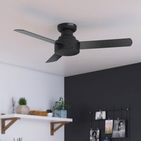 44 inch Presto Matte Black Low Profile Ceiling Fan and Wall Control