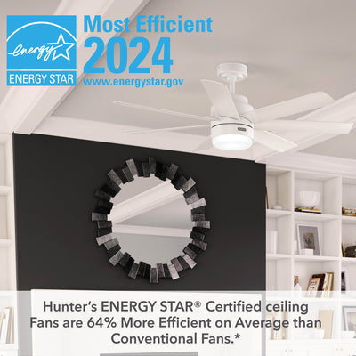 52 inch Brazos ENERGY STAR® Fresh White Damp Rated Ceiling Fan with LED Light Kit and Handheld Remote