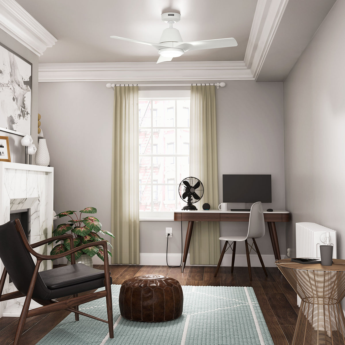 44 inch Aeronaut  Wi-Fi ENERGY STAR® Matte White Damp Rated Ceiling Fan with LED Light Kit