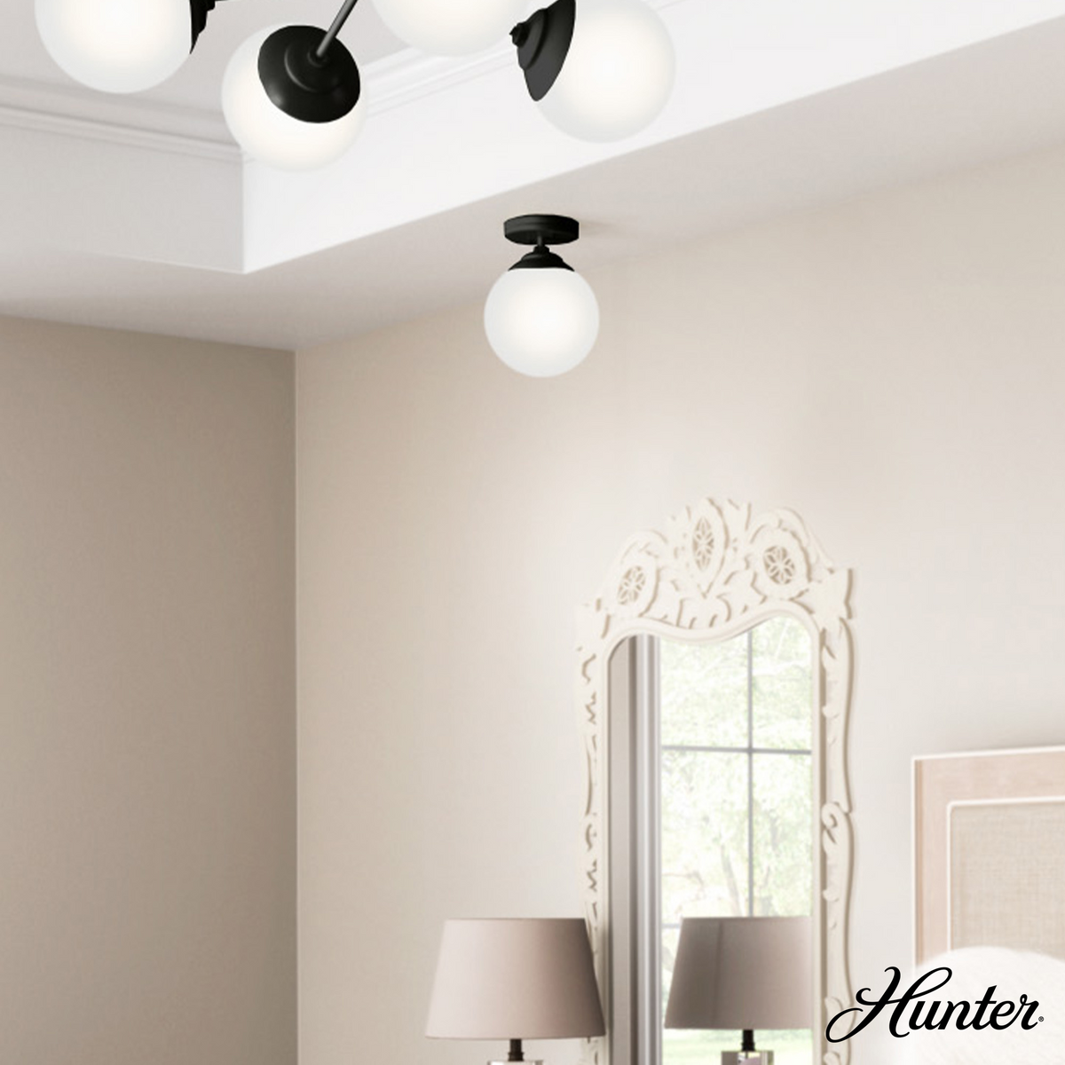 Station 24-inch 4-light Natural Black Iron Pendant with Frosted Cased White Glass