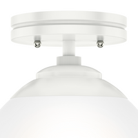 Hepburn 8-inch 1-light Matte White Semi-Flush Mount with Cased White Glass