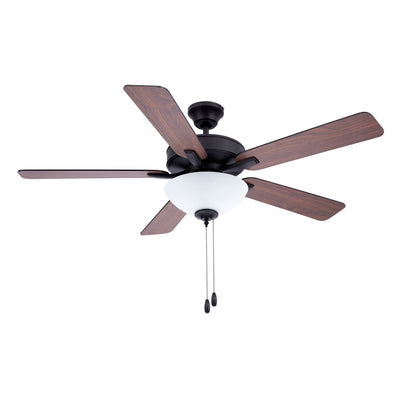 52 Inch Kintrel AC Matte Black Indoor Ceiling Fan 5-Blade 2 Lights Reversible