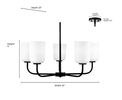 11'' Laphia Modern Gold 5 Light Chandelier