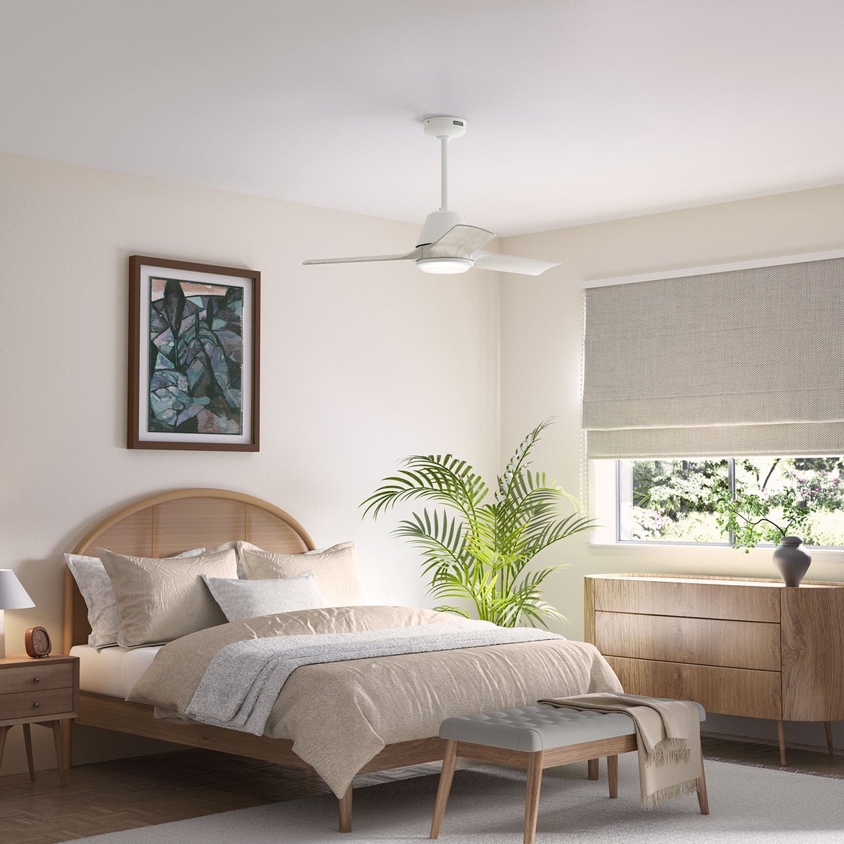 44 inch Aeronaut  Wi-Fi ENERGY STAR® Matte White Damp Rated Ceiling Fan with LED Light Kit and Handheld Remote