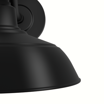 Mill Valley 10-inch 1-light Matte Black and White Outdoor Wall Light with Metal Shade