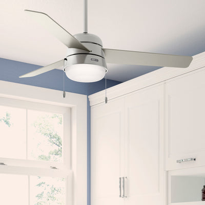 52 inch Aker Brushed Nickel Ceiling Fan with LED Light Kit and Pull Chain
