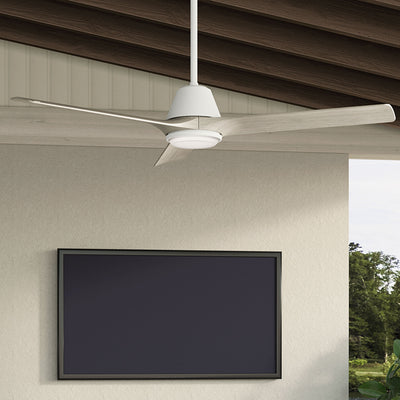 60 inch Aeronaut Wi-Fi ENERGY STAR® Matte White Damp Rated Ceiling Fan with LED Light Kit and Handheld Remote