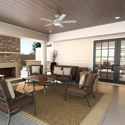 52 inch Skyflow Matte White WeatherMax Indoor / Outdoor Ceiling Fan with LED Light Kit and Wall Control