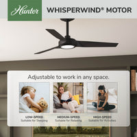 44 inch Zentech Wi-Fi ENERGY STAR® Matte Black Damp Rated Ceiling Fan with LED Light Kit and Handheld Remote
