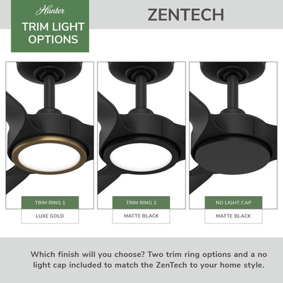 52 inch Zentech Wi-Fi ENERGY STAR® Matte Black Damp Rated Ceiling Fan with LED Light Kit and Remote
