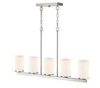40-inch Verlana Brushed Nickel 5-Light Etched White Glass Linear Chandelier