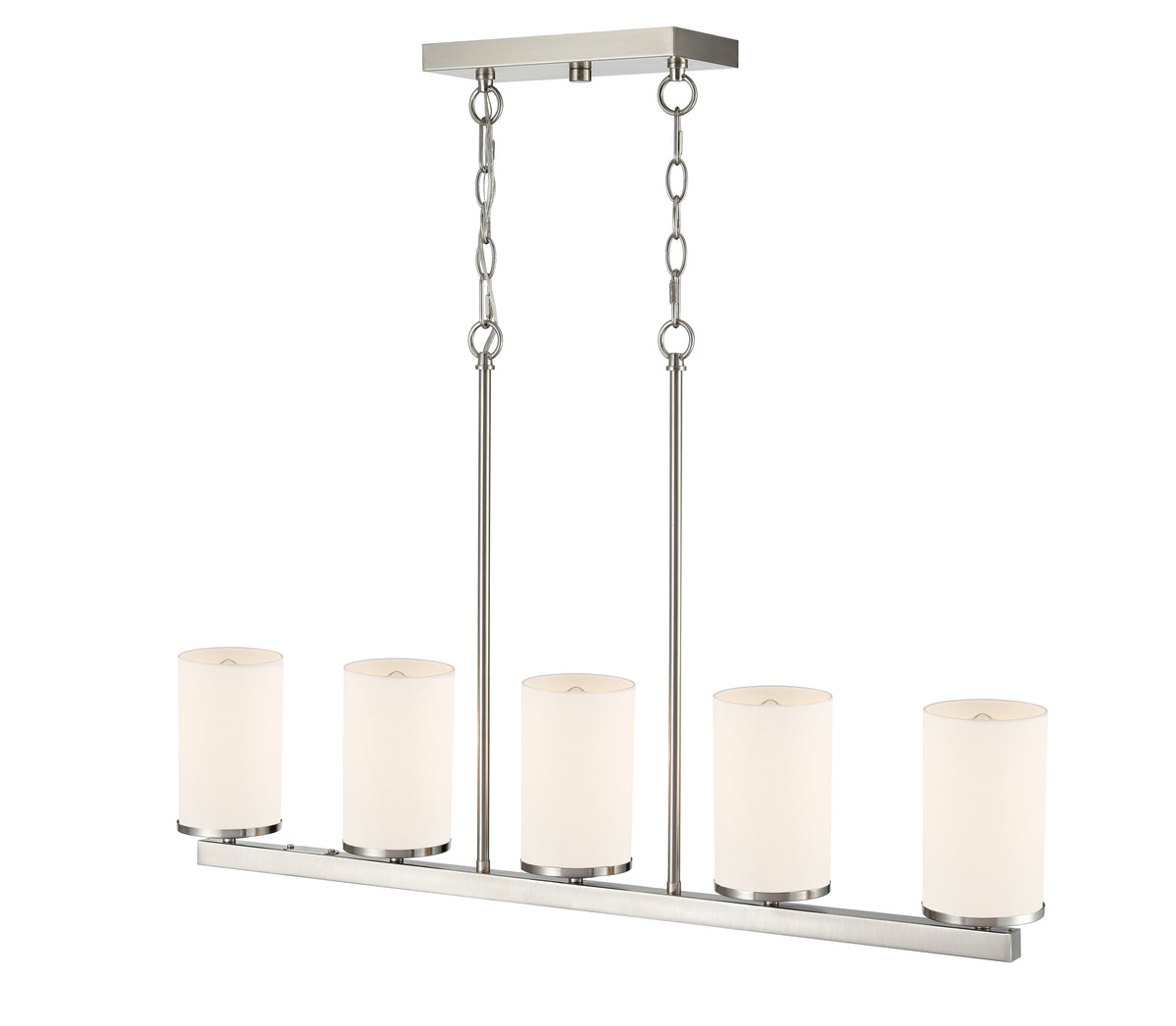 40-inch Verlana Brushed Nickel 5-Light Etched White Glass Linear Chandelier