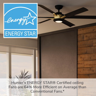 Casablanca 65 inch Melia ENERGY STAR® Alturas Gold Damp Rated Ceiling Fan with LED Light Kit and Wall Control and Handheld Remote