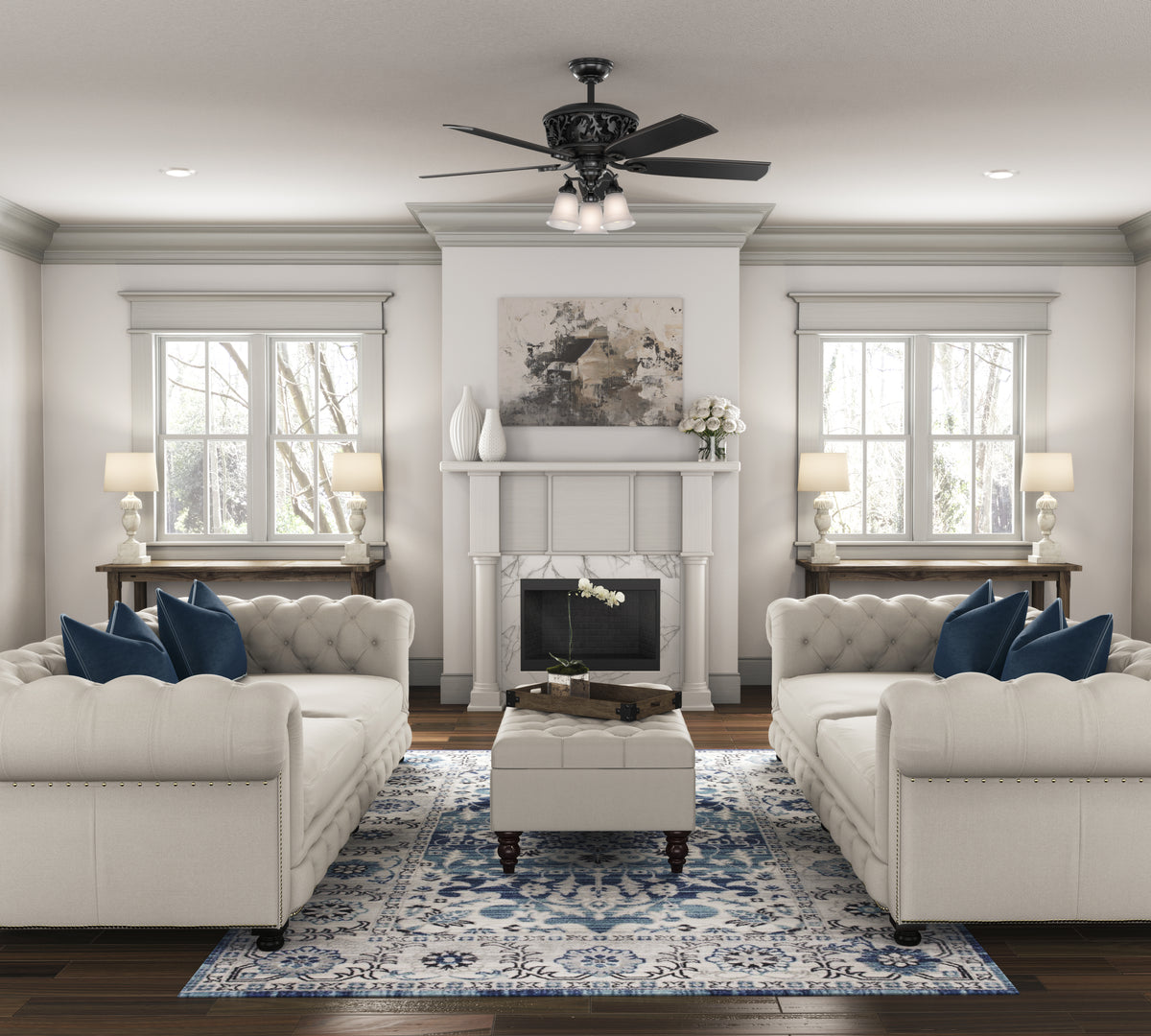 54 inch Promenade ENERGY STAR® Gloss Black Ceiling Fan with LED Light Kit and Handheld Remote