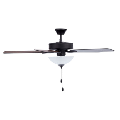 52 Inch Kintrel AC Matte Black Indoor Ceiling Fan 5-Blade 2 Lights Reversible