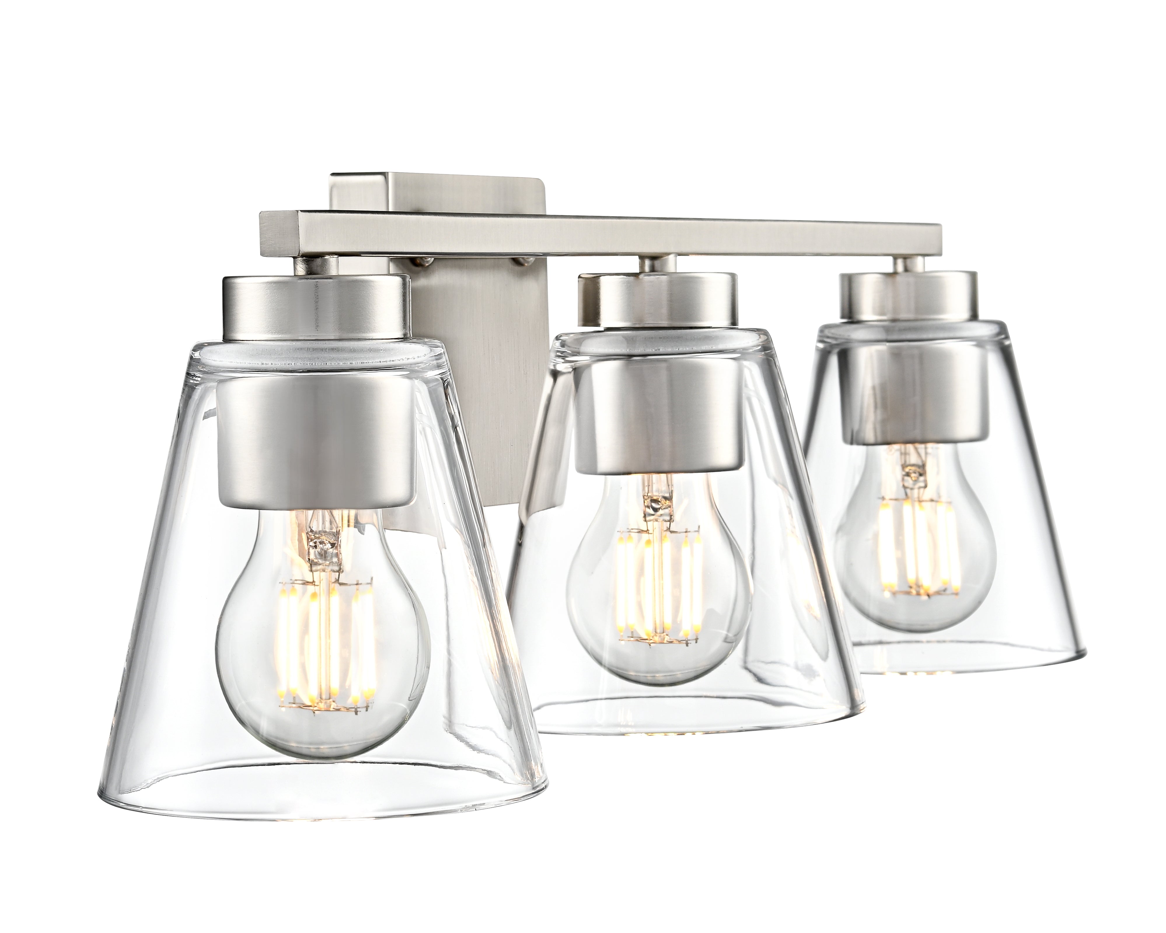 22-inch Strayhan Brushed Nickel 3-Light Clear Glass Bathroom Vanity Light