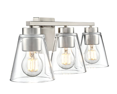 22-inch Strayhan Brushed Nickel 3-Light Clear Glass Bathroom Vanity Light