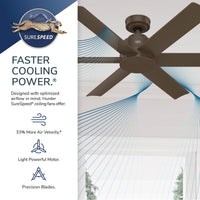 52 inch Kennicott Matte Bronze Damp Rated Ceiling Fan and Wall Control