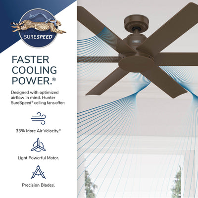 52 inch Kennicott Matte Bronze Damp Rated Ceiling Fan and Wall Control
