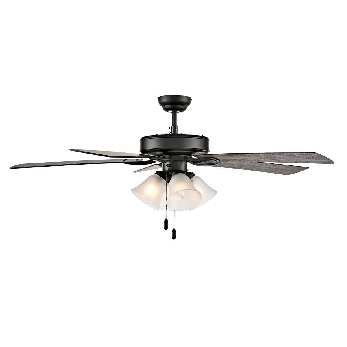 52 Inch Calivane AC Matte Black Indoor Ceiling Fan 5-Blade 4 Lights Reversible