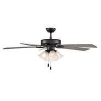 52 Inch Calivane AC Matte Black Indoor Ceiling Fan 5-Blade 4 Lights Reversible