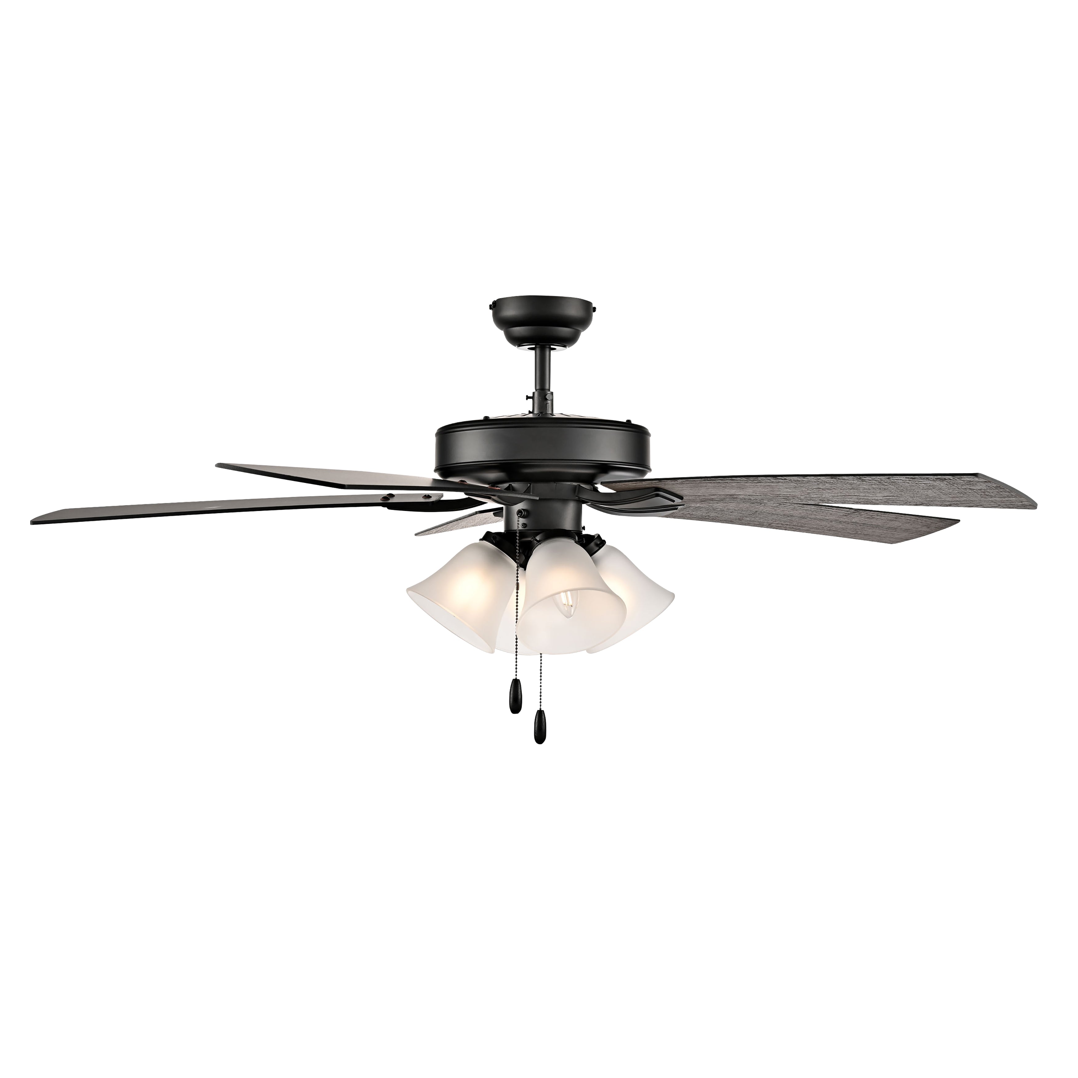 52 Inch Calivane AC Matte Black Indoor Ceiling Fan 5-Blade 4 Lights Reversible
