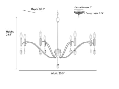 23.5'' Aureline Aged Silver 8 Light Chandelier