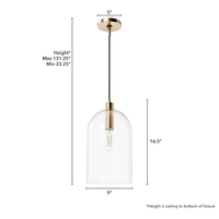 Lochemeade 9-inch 1-light Alturas Gold Pendant with Clear Seeded Glass