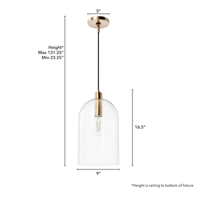 Lochemeade 9-inch 1-light Alturas Gold Pendant with Clear Seeded Glass