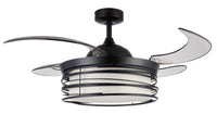 Luna 48 Inch 1 Light Color Adjustable Fan in Black with Retractable Blades