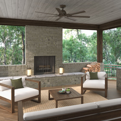 60 inch Downtown ENERGY STAR® Matte Bronze Damp Rated Ceiling Fan and Wall Control