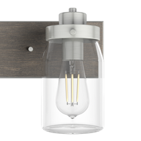 Devon Park 14.75-inch 2-light Brushed Nickel and Grey Wood Vanity Light with Clear Glass