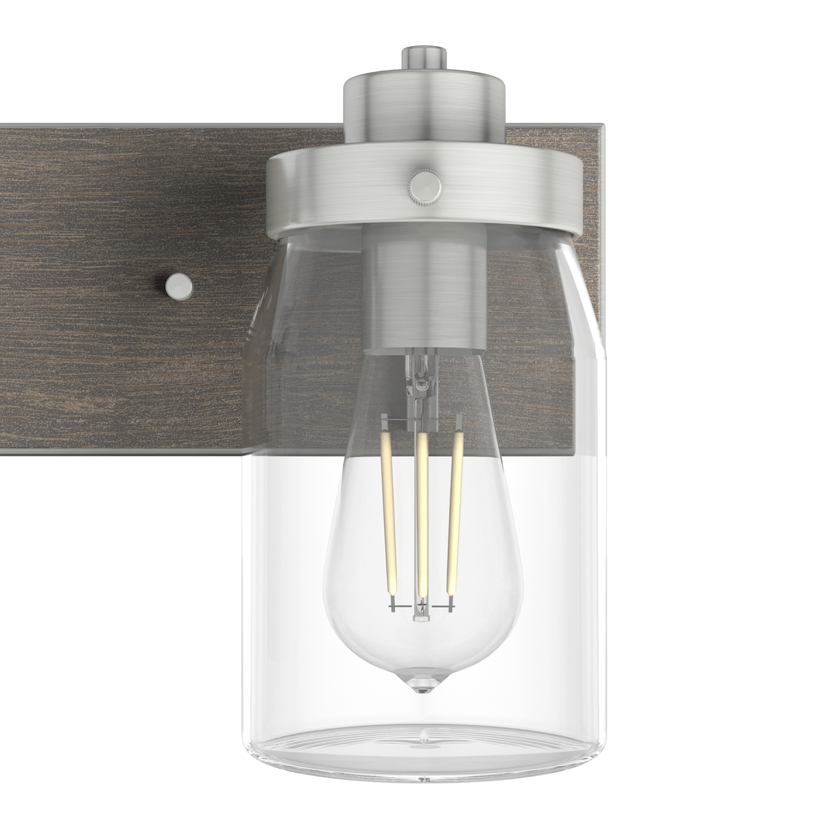 Devon Park 14.75-inch 2-light Brushed Nickel and Grey Wood Vanity Light with Clear Glass