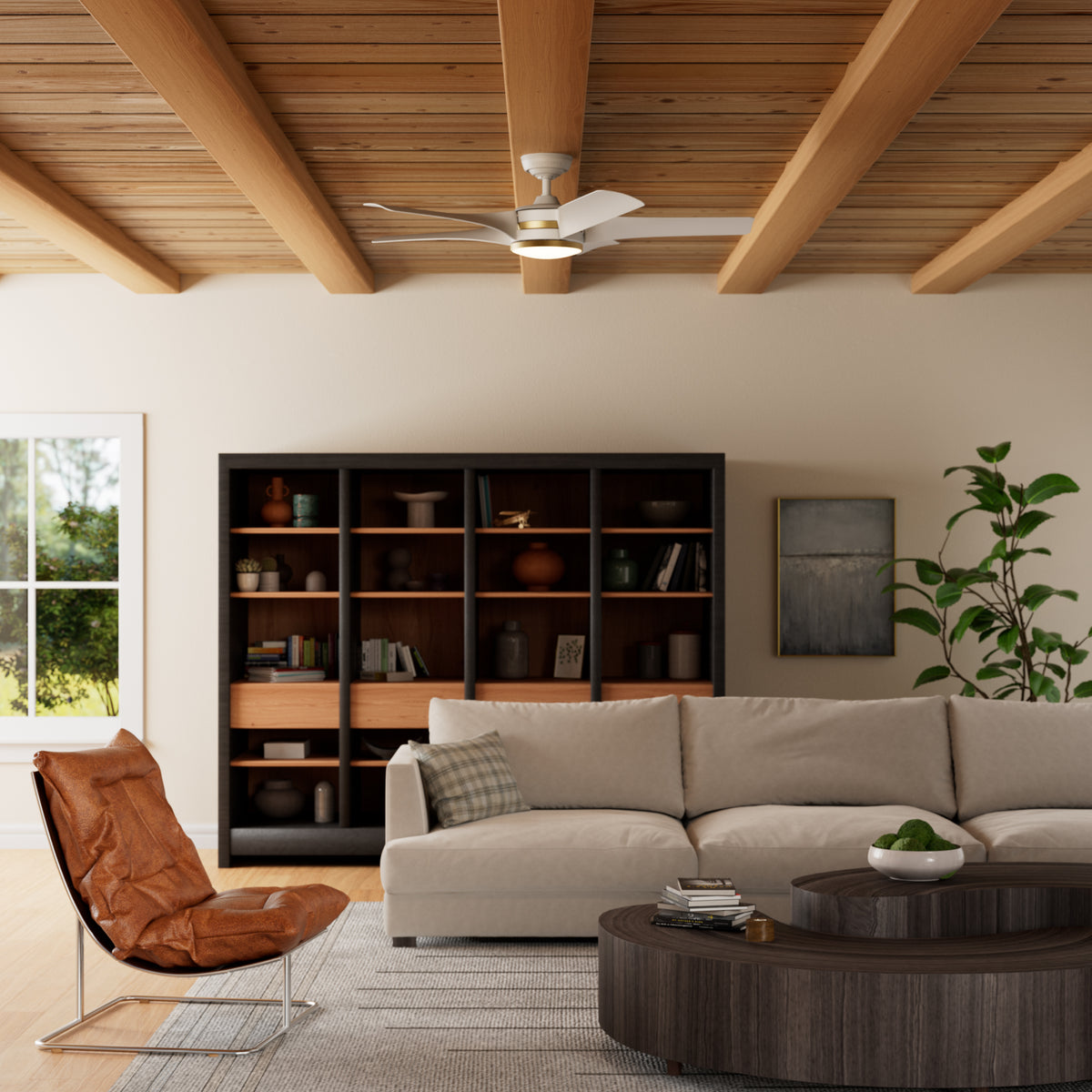 Casablanca 52 inch Julia ENERGY STAR® Fresh White Damp Rated Ceiling Fan with LED Light Kit and Wall Control