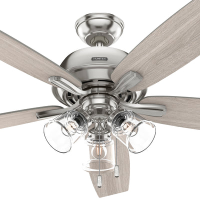60 inch Dondra ENERGY STAR® Brushed Nickel Ceiling Fan with LED Light Kit and Pull Chain
