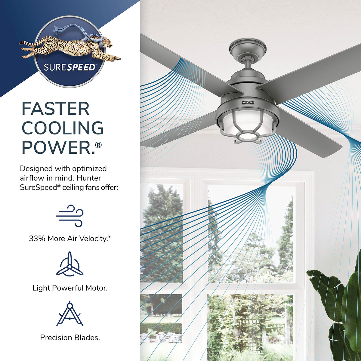 54 inch Searow Matte Silver WeatherMax Indoor / Outdoor Ceiling Fan with LED Light Kit and Wall Control