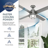 54 inch Searow Matte Silver WeatherMax Indoor / Outdoor Ceiling Fan with LED Light Kit and Wall Control